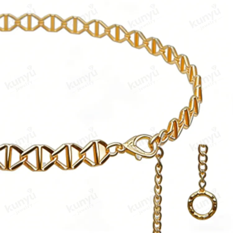 Cadena de cinturón de metal dorado